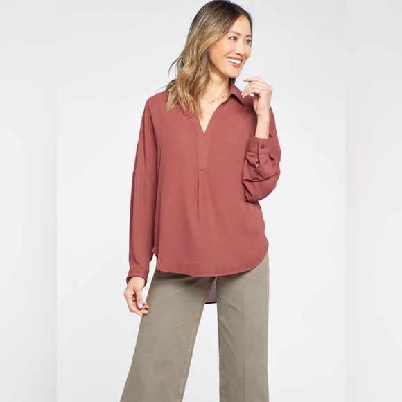 NYDJ Tops - NYDJ Becky Recycled Polyester Georgette Blouse EUC